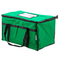 Choice Insulated Food Delivery Bag / Pan Carrier, Green Nylon, 23 inch x 13 inch x 15 inch