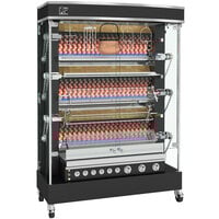 Rotisol-France MasterFlame MF1375-6LP-LUX-C Liquid Propane Rotisserie with 6 Spits and Chrome Accents - 123,000 BTU