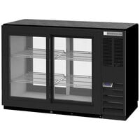 Beverage-Air BB48HC-1-FG-PT-B 48 inch Black Underbar Glass Door Food Rated Pass Through Back Bar Refrigerator