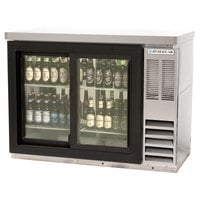 Beverage-Air BB48HC-1-GS-F-PT-S-27 48 inch Stainless Steel Counter Height Sliding Glass Door Food Rated Pass Through Back Bar Refrigerator