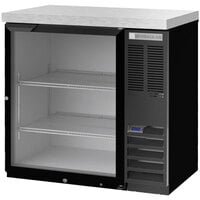 Beverage-Air BB36HC-1-FG-B-27 36 inch Black Counter Height Glass Door Food Rated Back Bar Refrigerator