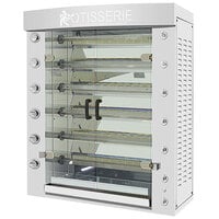 Rotisol-France FlamBoyant FB1160-6G-SS Stainless Steel Natural Gas Rotisserie with 6 Spits - 77,000 BTU