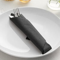 Hoffmaster Black Linen-Like 1/4 Fold Dinner Napkin - 16 inch x 17 inch - 300/Case