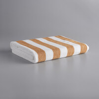 Oxford Resistenzia 30 inch x 70 inch Brown Stripes Cotton / Poly Cabana Pool Towel 15 lb. - 24/Case