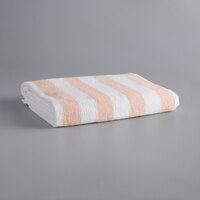 Oxford Resistenzia 30 inch x 70 inch Peach Stripes Cotton / Poly Cabana Pool Towel 15 lb. - 24/Case