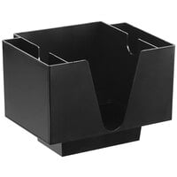 Choice 3-Compartment Black Plastic Square Bar / Coffee Caddy