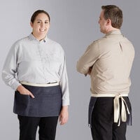 Acopa Kennett Blue Denim Waist Apron with 3 Pockets and Natural Webbing - 12" x 26"
