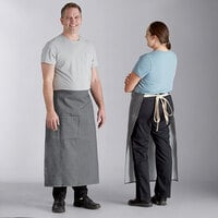 Acopa Kennett Gray Denim Standard Bistro Apron with Pocket and Natural Webbing - 33" x 30"