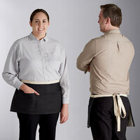 Acopa Kennett Black Denim Waist Apron with 3 Pockets and Natural Webbing - 12" x 26"