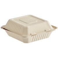 Footprint No PFAS Added Compostable Bagasse Take-Out Container 8" x 8" x 3" - 200/Case
