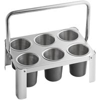 Choice Stainless Steel Flatware Carrier with 6 Black Solid Cylinders