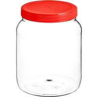 64 oz. Round PET Plastic Jar with Red Lid