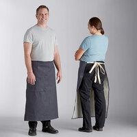 Acopa Kennett Blue Denim Standard Bistro Apron with Pocket and Natural Webbing - 33" x 30"