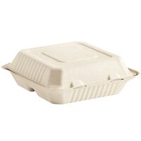 Footprint Bagasse 3-Compartment Take-Out Container 9" x 9" x 3" - 200/Case