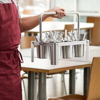 Choice Stainless Steel Flatware Carrier with 6 Solid Stainless Steel Cylinders