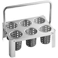 Choice Stainless Steel Flatware Carrier with 6 Black Colored Stainless Steel Perforated Cylinders