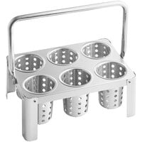 Choice Stainless Steel Flatware Carrier with 6 Perforated Cylinders