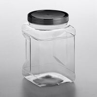 64 oz. Square PET Plastic Jar with Black Lid