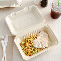 Footprint No PFAS Added Compostable Bagasse Take-Out Container 9 inch x 6 inch x 3 inch - 200/Case