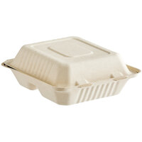 Footprint Bagasse 3-Compartment Take-Out Container 8 inch x 8 inch x 3 inch - 200/Case