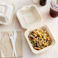 Footprint No PFAS Added Compostable Bagasse Take-Out Container 6 inch x 6 inch x 3 inch - 500/Case