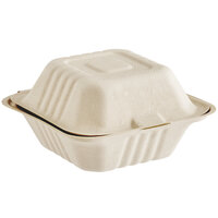 Footprint No PFAS Added Compostable Bagasse Take-Out Container 6 inch x 6 inch x 3 inch - 500/Case