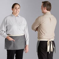 Acopa Kennett Gray Denim Waist Apron with 3 Pockets and Natural Webbing - 12" x 26"