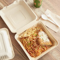 Footprint No PFAS Added Compostable Bagasse Take-Out Container 9 inch x 9 inch x 3 inch - 200/Case