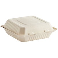 Footprint No PFAS Added Compostable Bagasse Take-Out Container 9 inch x 9 inch x 3 inch - 200/Case