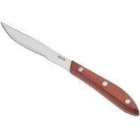 Acopa 4 1/4 inch Steak Knife with Red Pakkawood Euro Handle - 12/Pack