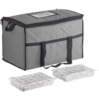 Choice Gray Large Insulated Nylon Cooler Bag with Brick Cold Packs (Holds 72 Cans)
