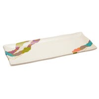 GET 142-28-CO 11 inch x 4 1/2 inch Contemporary Melamine Rectangle Plate with Wavy Edges - 12/Pack