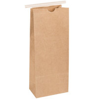 2 lb. Brown Kraft Customizable Paper Coffee Bag with Reclosable Tin Tie - 500/Case