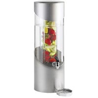Cal-Mil 1990-3INF-55 3 Gallon Round Stainless Steel Beverage Dispenser with Infusion Chamber - 8 1/4 inch x 10 1/2 inch x 23 1/2 inch
