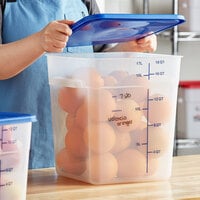 Vigor 18 Qt. Translucent Square Polypropylene Food Storage Container with Blue Lid