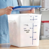 Vigor 18 Qt. White Square Polyethylene Food Storage Container with Blue Lid