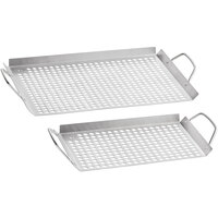 Outset® 76630 11" x 7" and 17" x 11" Stainless Steel Perforated Grill Trays