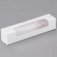 7 3/4" x 1 5/8" x 1 5/8" White 1/2 lb. 1-Piece Candy Box with Rectangle Window   - 500/Case