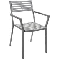 BFM Seating Daytona Soft Gray Powder-Coated Steel Stackable Arm Chair