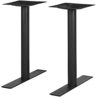 BFM Seating Uptown Round Column Sand Black Steel Dining Height End Table Base Set