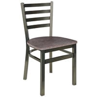 BFM Seating Lima Clear Coated Steel Ladder Back Side Chair with Relic Rustic Copper Seat