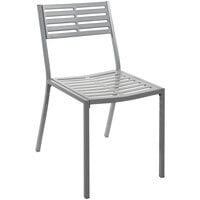 BFM Seating Daytona Soft Gray Powder-Coated Steel Stackable Side Chair