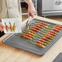 Baker's Mark Full Size Non-Stick 18 Gauge 18 inch x 26 inch Wire in Rim Aluminum Sheet Pan with Stainless Steel Footed Cooling Rack