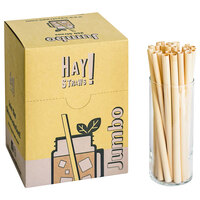 HAY! Straws 8 inch Jumbo Natural Wheat Biodegradable Drinking Straw - 250/Box
