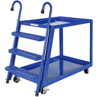 Vestil SPS2-2848 51 3/4 inch x 27 1/8 inch x 50 1/8 inch Steel Stock Picking Ladder / Cart with 2 Shelves, 4 1/2 inch Casters, and 1,000 lb. Capacity