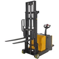 Vestil S-2CB-118 2,000 lb. Counter-Balanced Powered Fork Lift Stacker with 8 3/8 inch - 23 1/4 inch x 36 1/4 inch Width-Adjustable Forks and 118 inch Lift Height