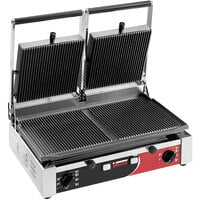 Sirman 34A3331105SI PD R Double Panini Grill with Grooved Plates - 10 inch x 20 inch Cooking Surface