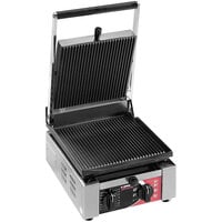 Sirman 34A1301105SI ELIO R Single Panini Grill with Grooved Plates - 10 inch x 10 inch Cooking Surface
