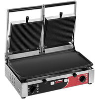 Sirman 34A3661105SI PD L Double Panini Grill with Grooved Top and Smooth Bottom Plates - 10 inch x 20 inch Cooking Surface