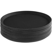 Choice Bulk Case 14" Black Round Fiberglass Non-Skid Serving Tray - 12/Case